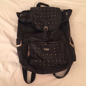 PINK vs Black Leather Studded Backpack